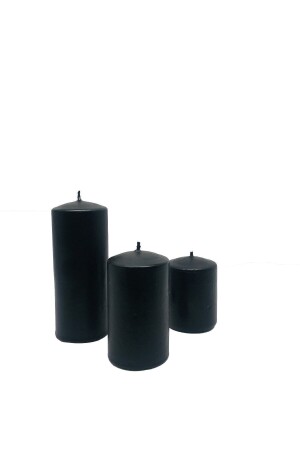 Zylinderkerze in schwarzer Farbe, 3er-Set – Rylekos mit Pulverduft - 2