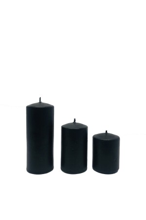 Zylinderkerze in schwarzer Farbe, 3er-Set – Rylekos mit Pulverduft - 4