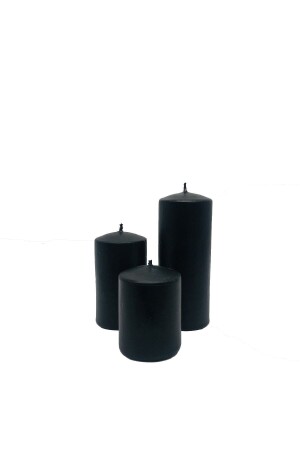 Zylinderkerze in schwarzer Farbe, 3er-Set – Rylekos mit Pulverduft - 5