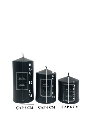 Zylinderkerzen-Set mit 3 Puderduft Super Black Durchmesser 6 cm Längen 6-9-12 cm blacksuper2 - 5