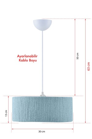 Zylindrischer böhmischer Kronleuchter aus Korbgeflecht, türkisblau, EV-346 - 3